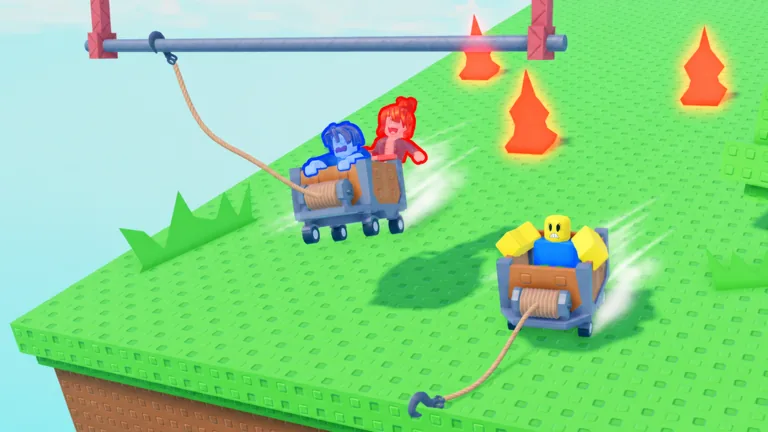Grapple Cart Obby hook timing: Fire Before the Gap